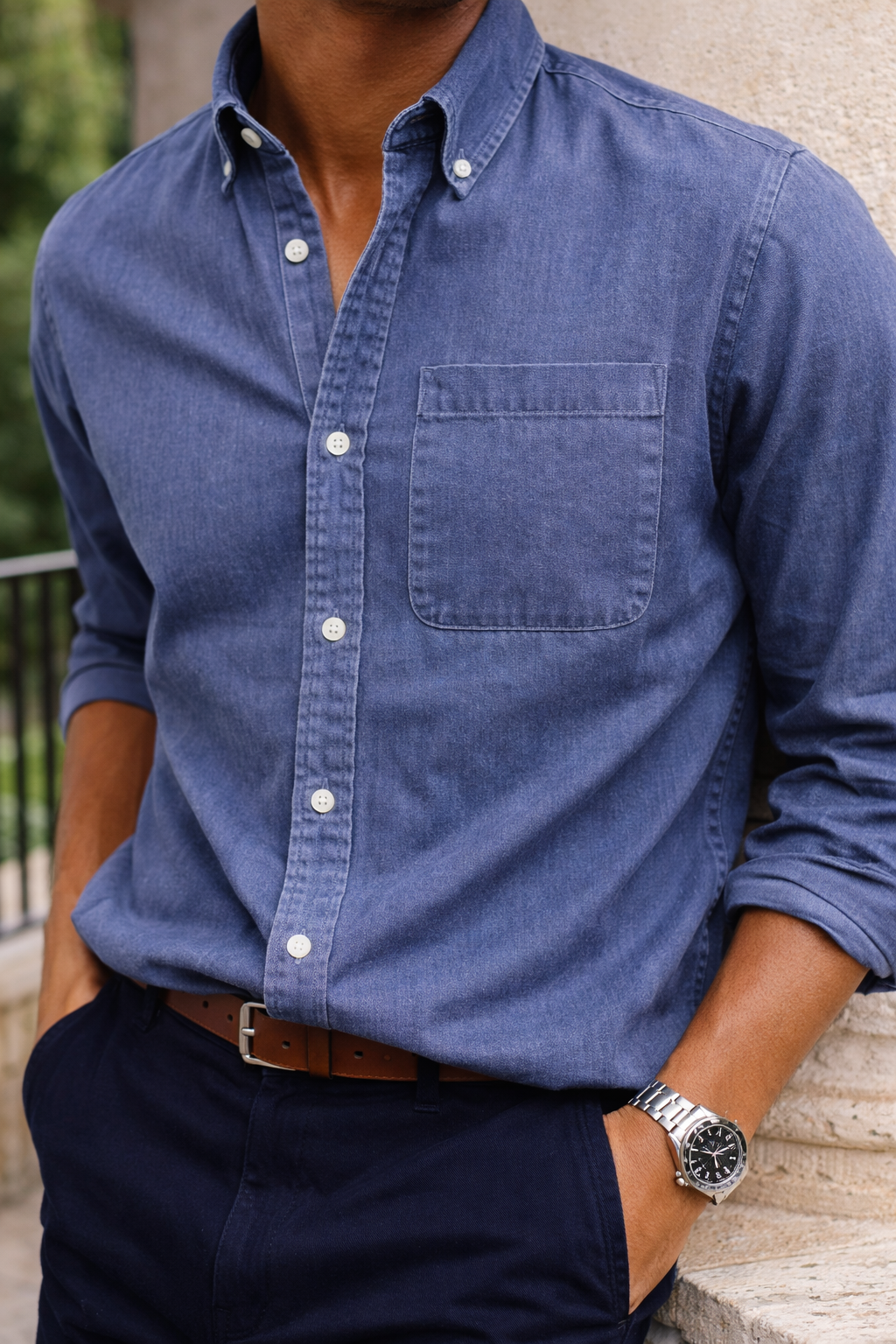 Alviro - Men Cotton Button Down Casual Shirt