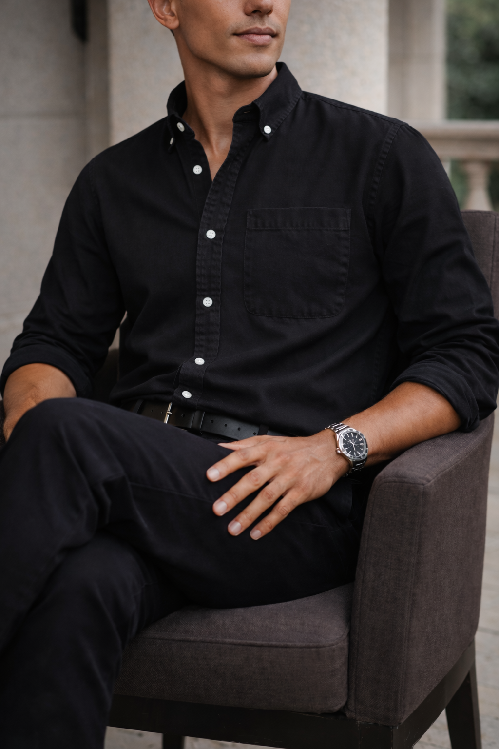 Alviro - Men Cotton Button Down Casual Shirt