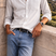 Alviro - Men Cotton Button Down Casual Shirt