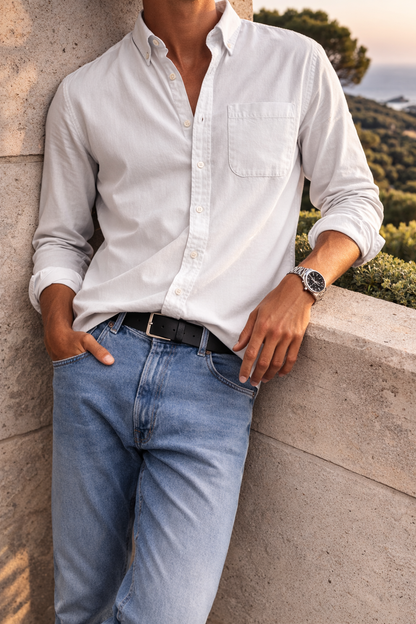Alviro - Men Cotton Button Down Casual Shirt