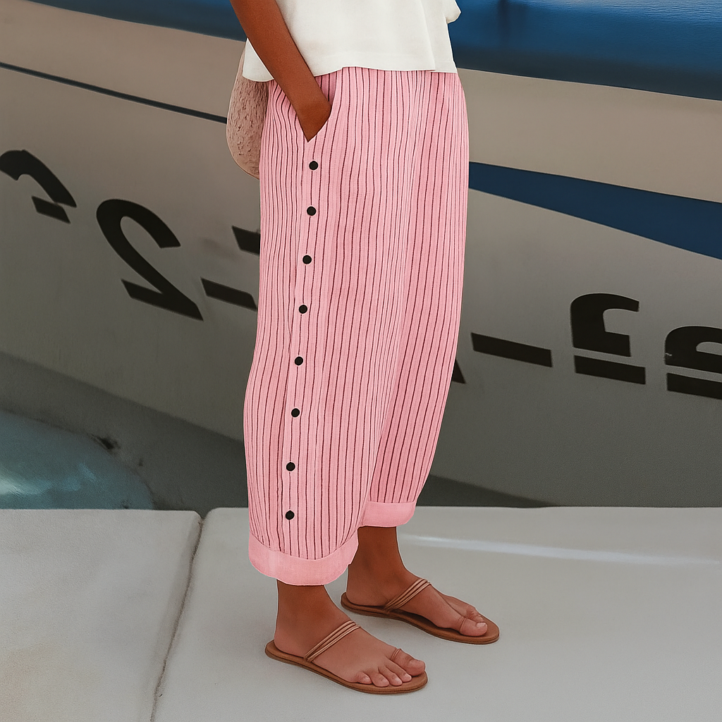Women's Striped Wide Leg Pants Relaxed Fit Summer Trousers - Image 13