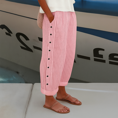 Women's Striped Wide Leg Pants Relaxed Fit Summer Trousers - Image 13