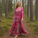 Women Viscose Boho Maxi Dress Casual Flowy