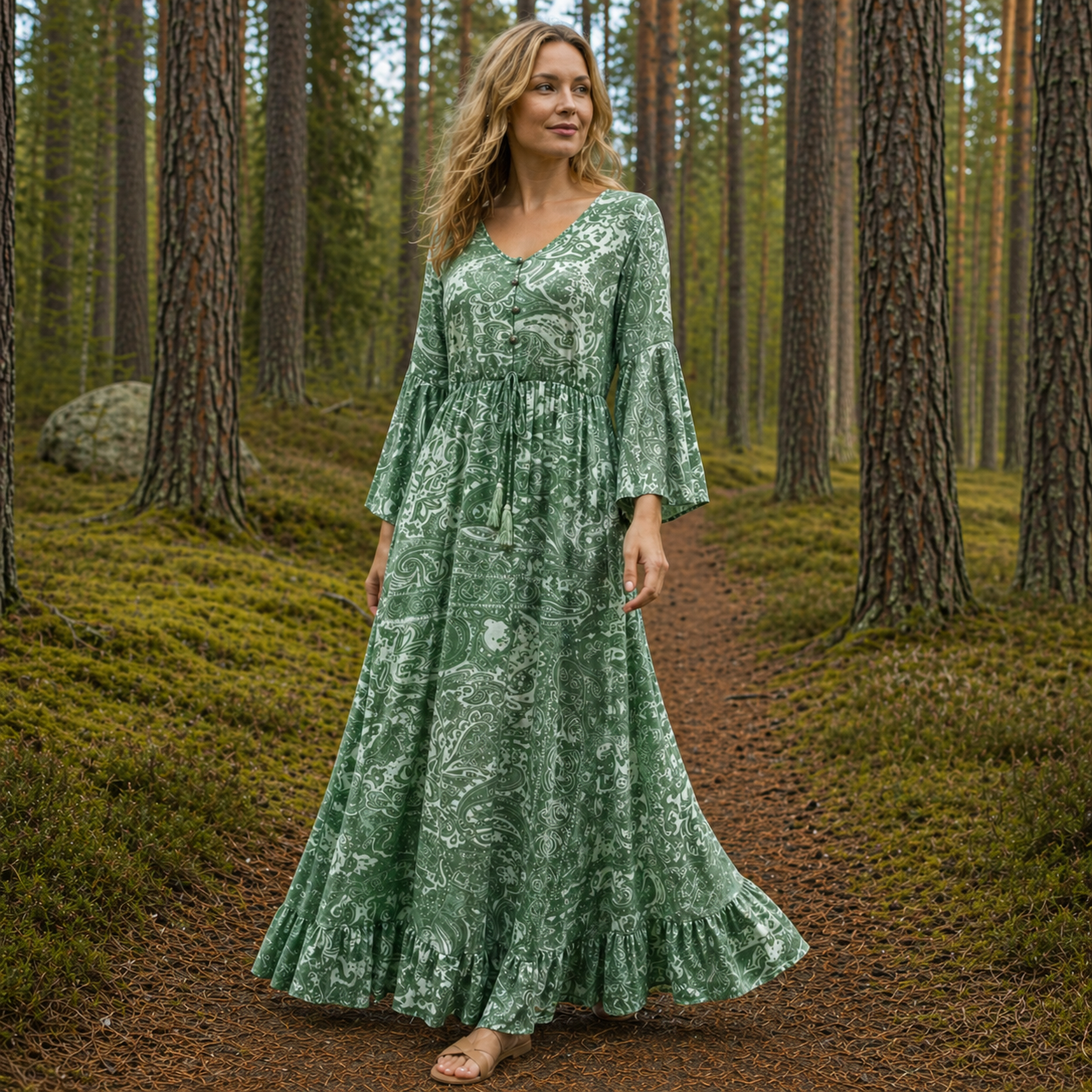 Women Viscose Boho Maxi Dress Casual Flowy - Image 4
