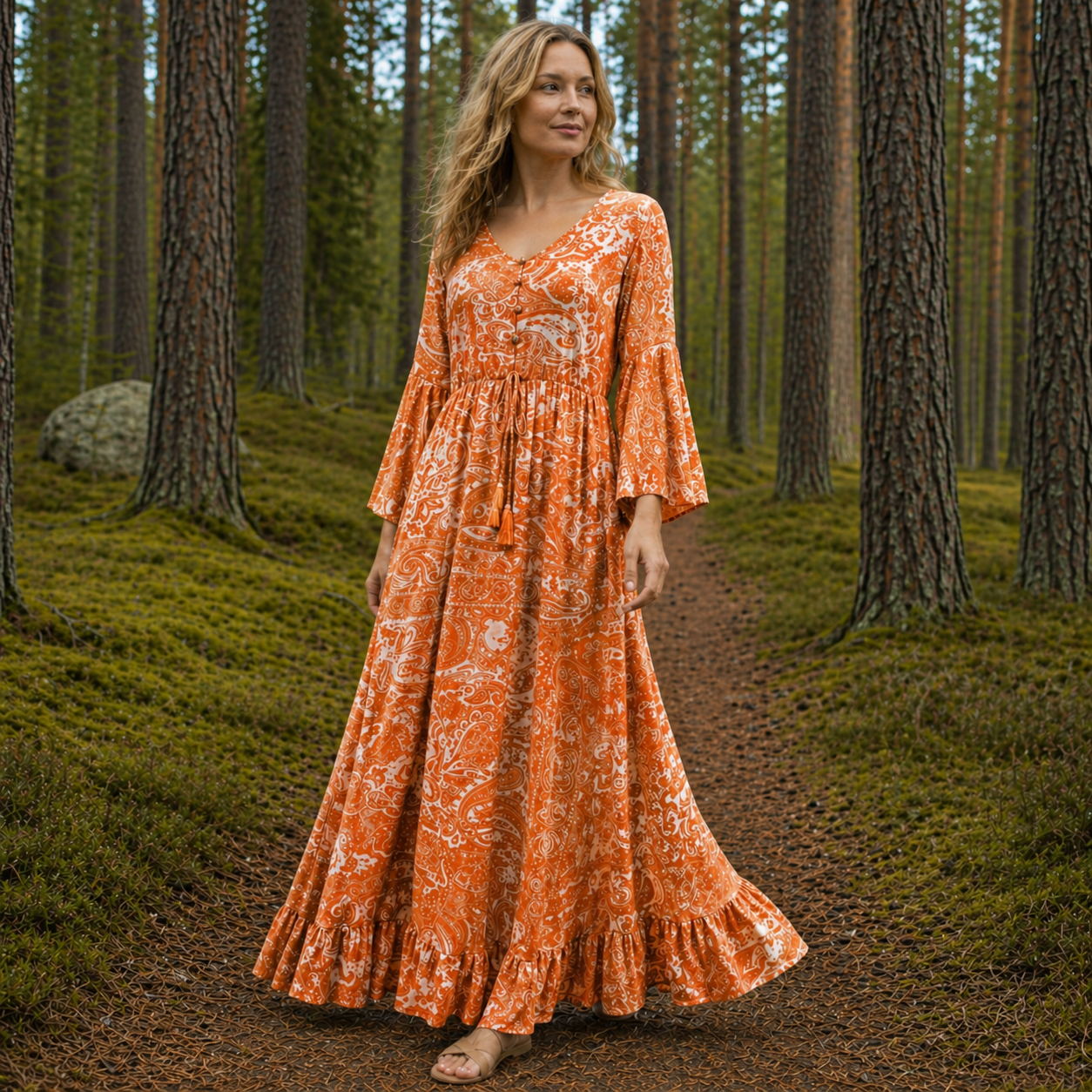 Women Viscose Boho Maxi Dress Casual Flowy - Image 5