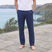 Men's Linen Pants Casual Drawstring Relaxed Fit - Image 2