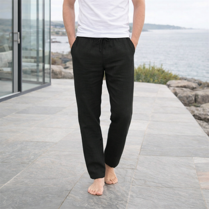 Men's Linen Pants Casual Drawstring Relaxed Fit - Image 3