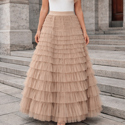 Women Layered Tulle Maxi Skirt - Image 2