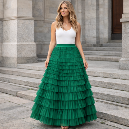 Women Layered Tulle Maxi Skirt - Image 6