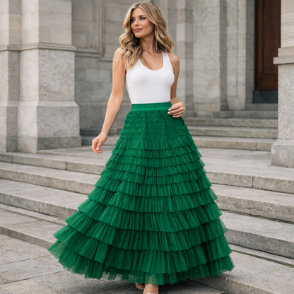 Women Layered Tulle Maxi Skirt - Image 5