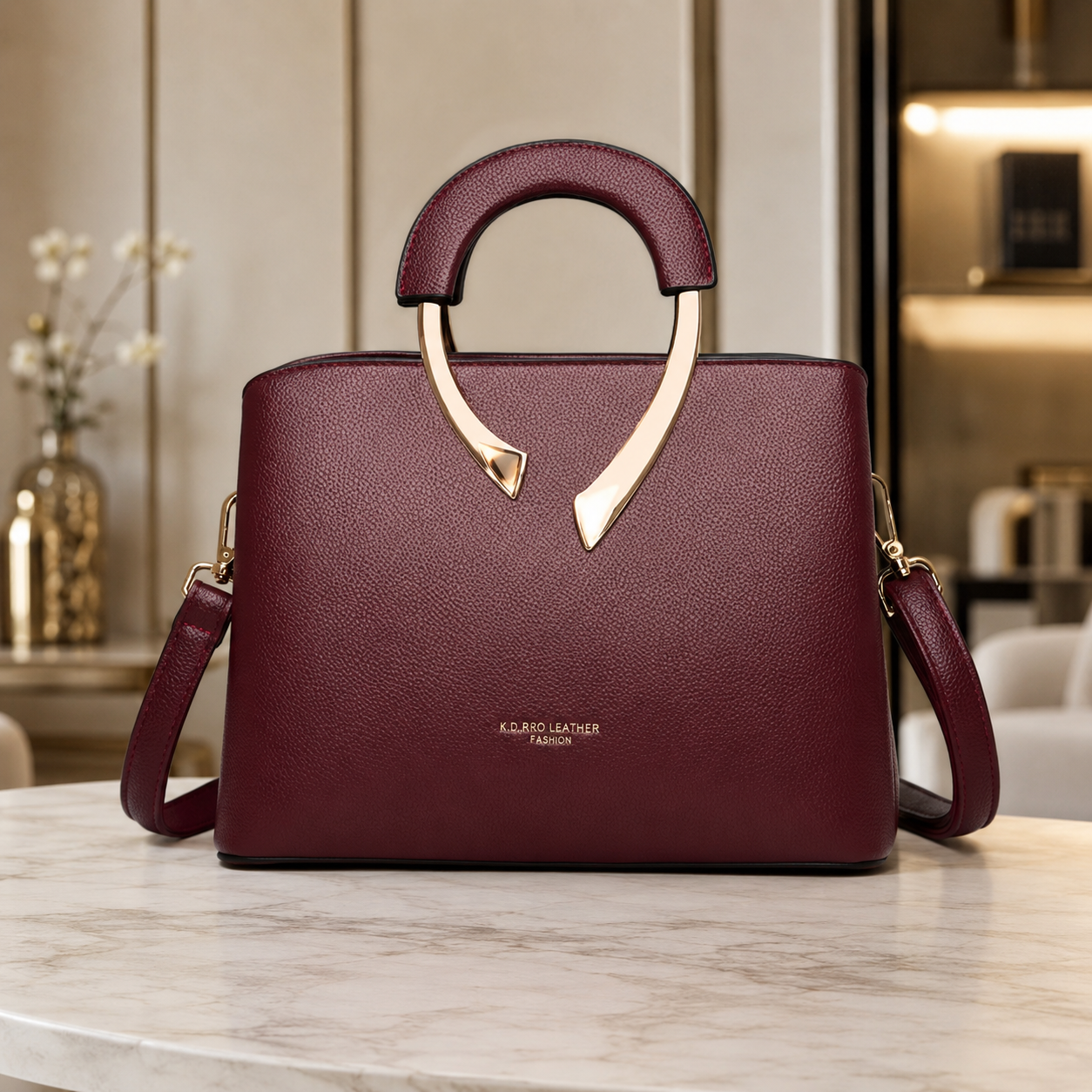 Women Leather Crossbody Tote Elegant Handbag - Image 2