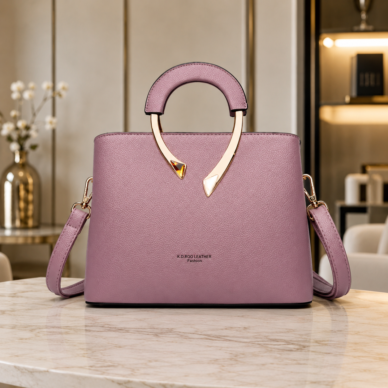 Women Leather Crossbody Tote Elegant Handbag - Image 5