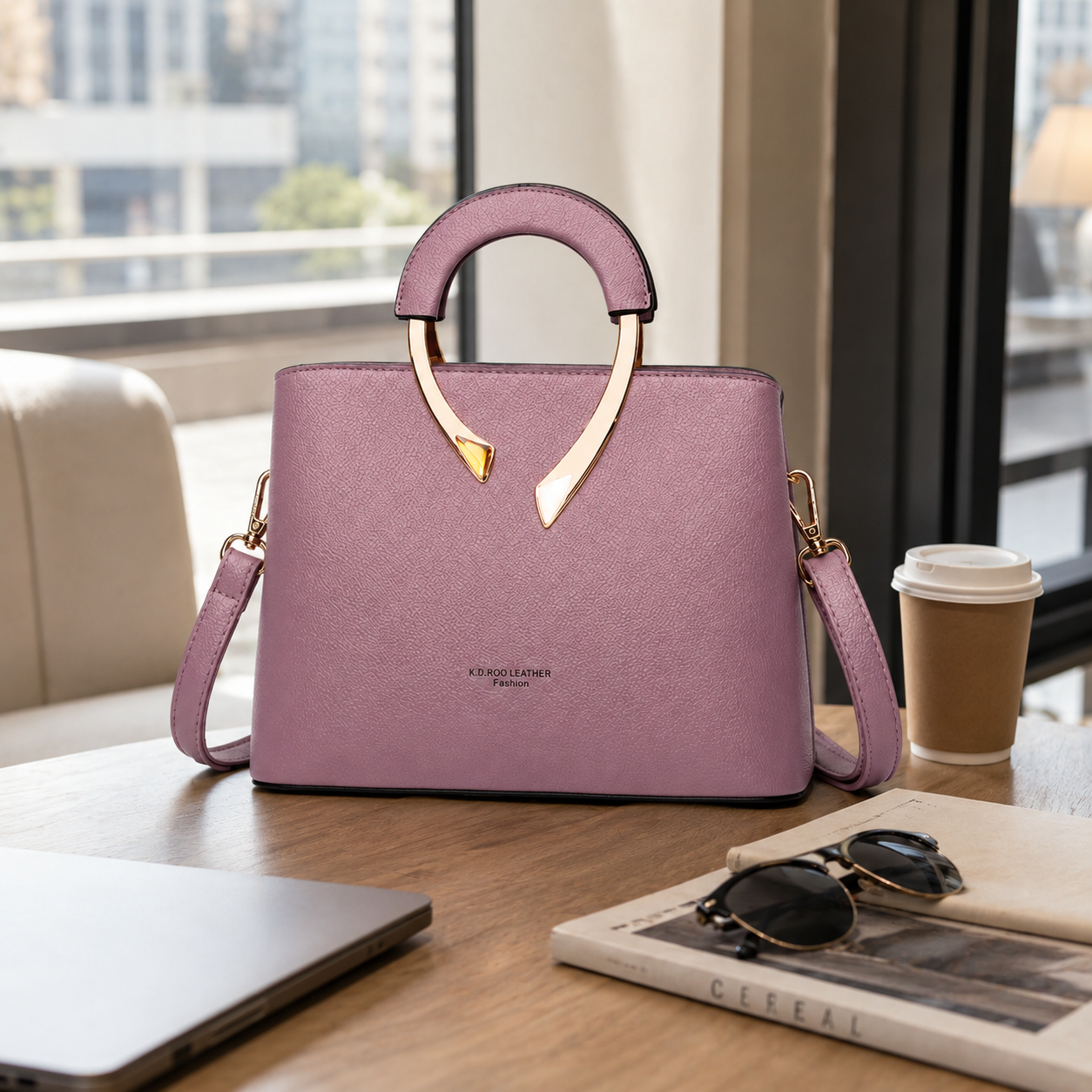 Women Leather Crossbody Tote Elegant Handbag - Image 6