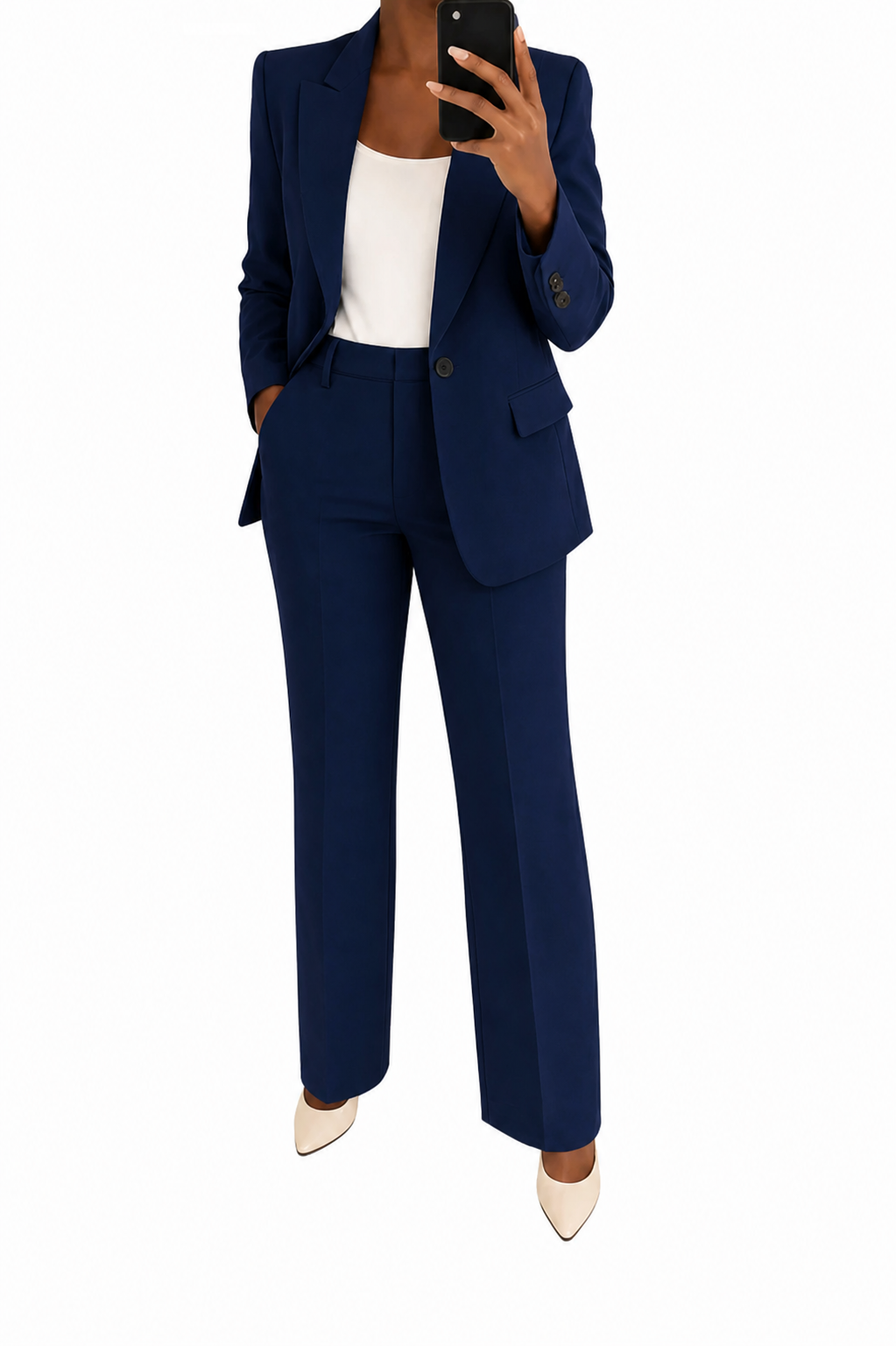 Women 2 Piece Blazer Wide Leg Pantsuit Tailored Suit Set - Image 8