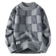 Checkered Knit Sweater for Men Azzoria
