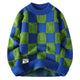 Checkered Knit Sweater for Men Azzoria
