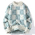 Checkered Knit Sweater for Men Azzoria