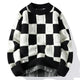 Checkered Knit Sweater for Men Azzoria