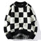 Pull en tricot à carreaux pour homme