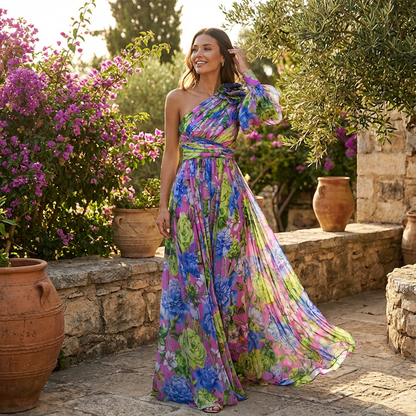 Christelle – Vestido maxi floral de un solo hombro