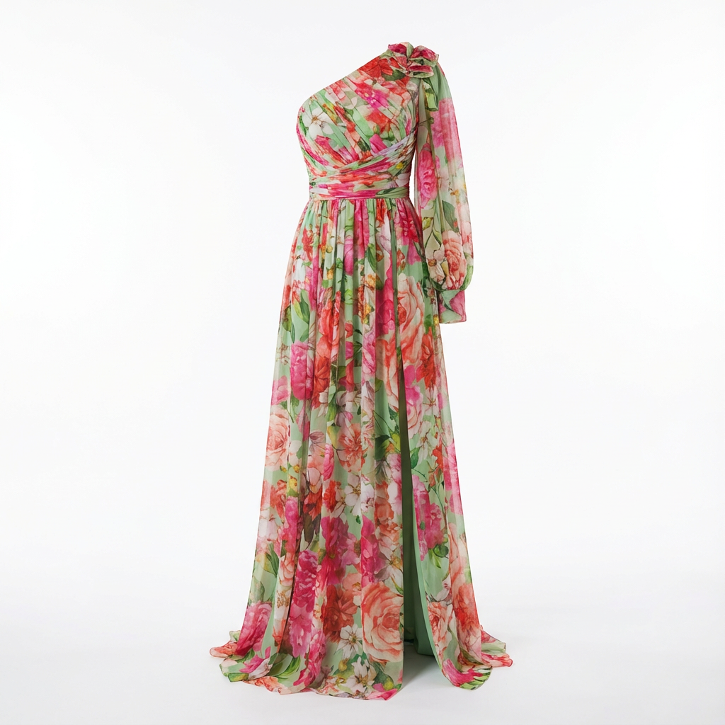 Christelle – Vestido maxi floral de un solo hombro