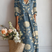Women Linen Floral V-Neck Midi Dress Boho Pockets