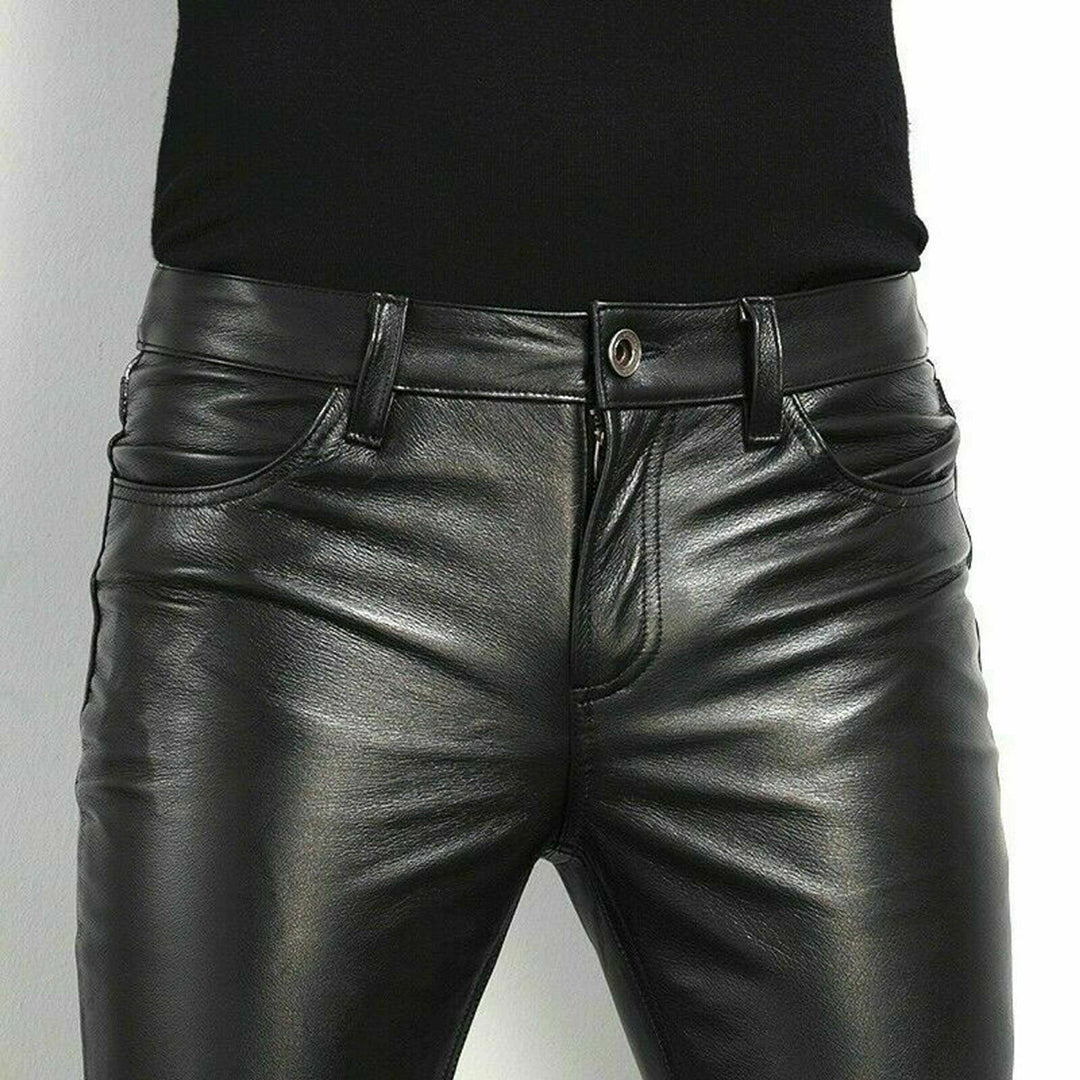 Rovareck - Mens Slim Fit Faux Leather Trousers