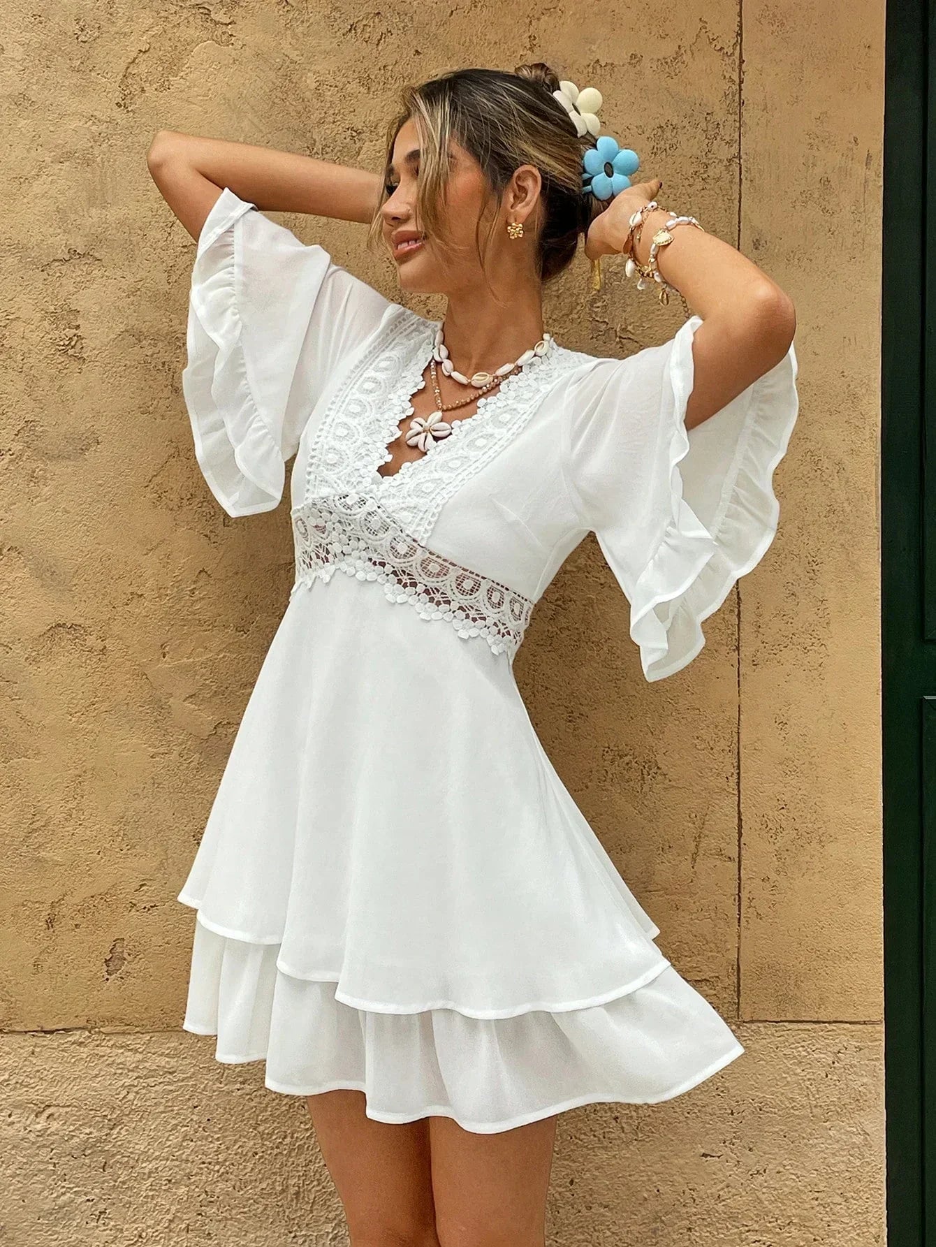 Colevara – Vestido de verano bohemio de encaje para mujer