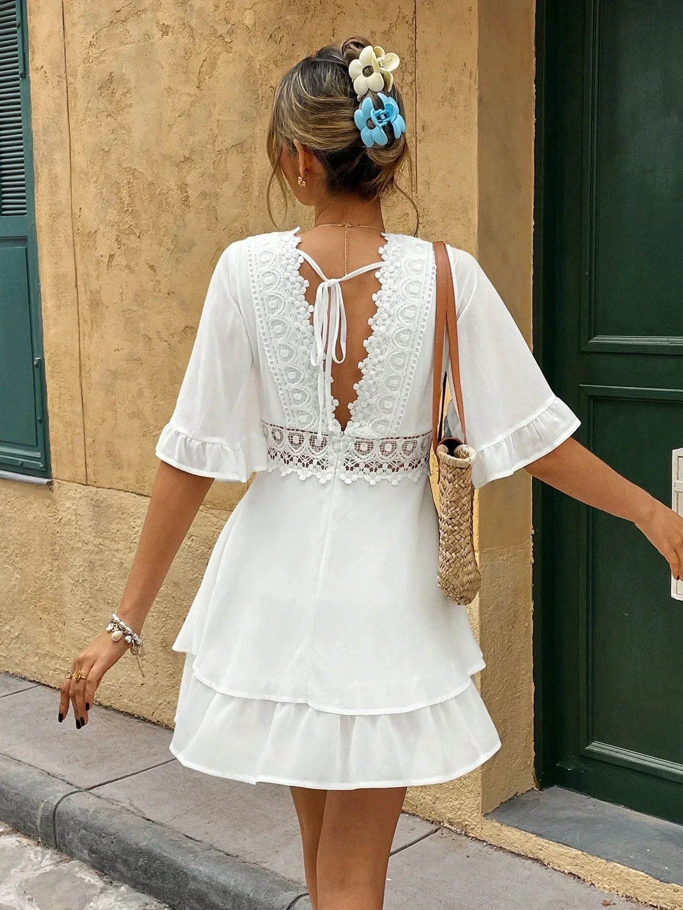 Colevara – Vestido de verano bohemio de encaje para mujer
