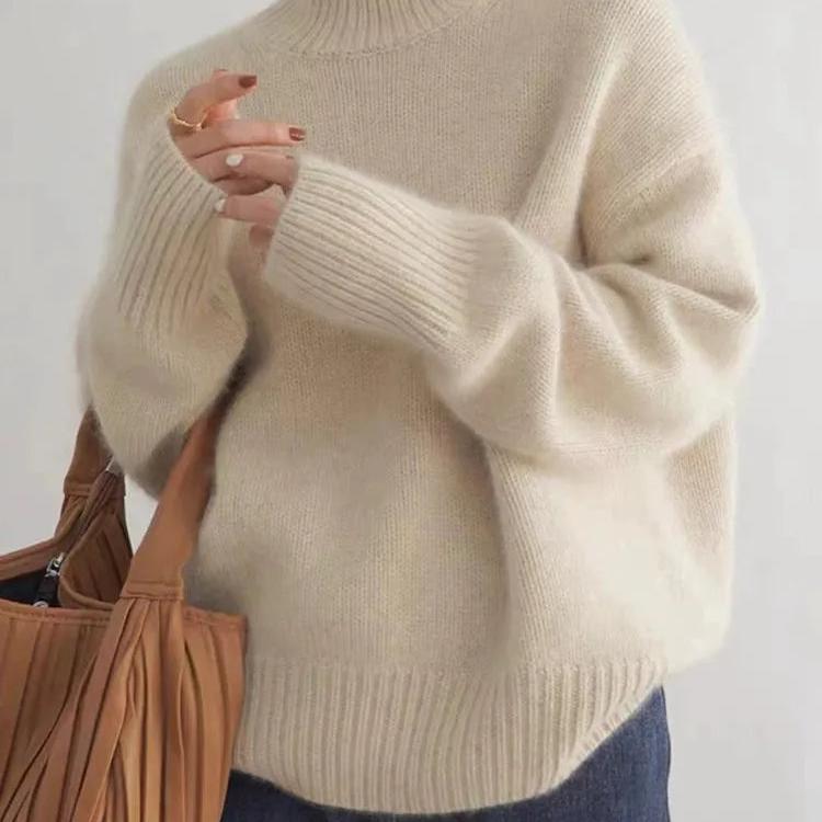 Olivia – Pull col roulé oversize en cachemire pour femmes