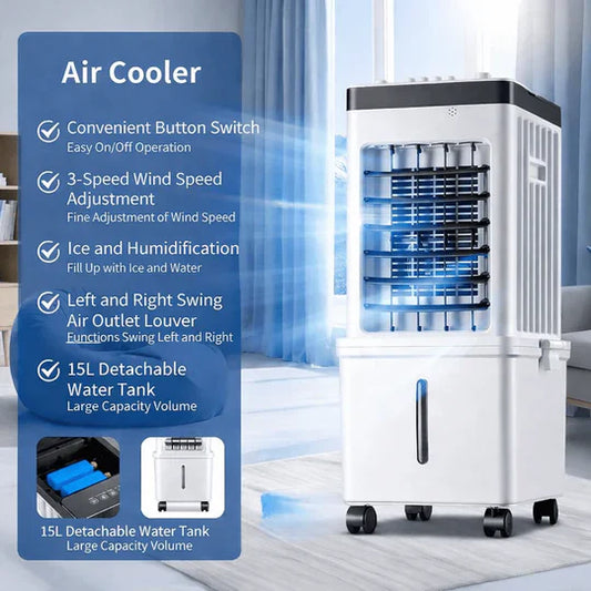 Portable Evaporative Air Cooler 3-in-1 No Exhaust Ice Pack