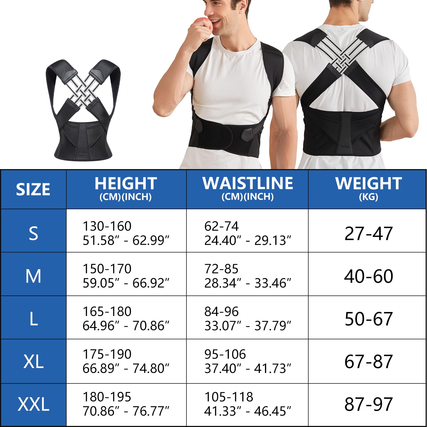 Adjustable Posture Corrector Back Brace Spine Alignment Men Women - Image 6