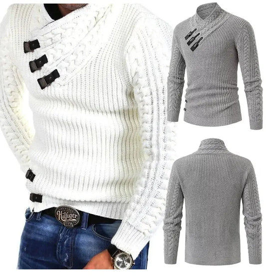 Crew Neck Knit Sweater for Men Azzoria