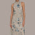 Women Floral Burnout Mock Neck Midi Dress Asymmetric Hem - Image 5