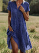 Women Midi Shirt Dress Short Sleeve Button Down Office - Image 3