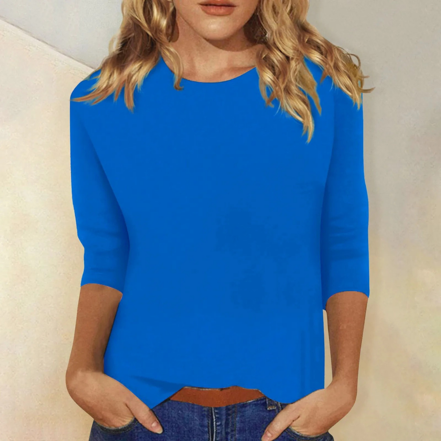 Women's Long Sleeve Crew Neck Top Solid Color Basic Shirt - Image 5