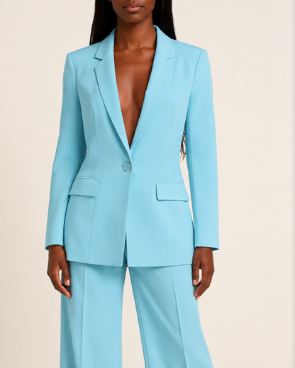 Women Elegant Two Piece Blazer Pant Suit Set - Image 7