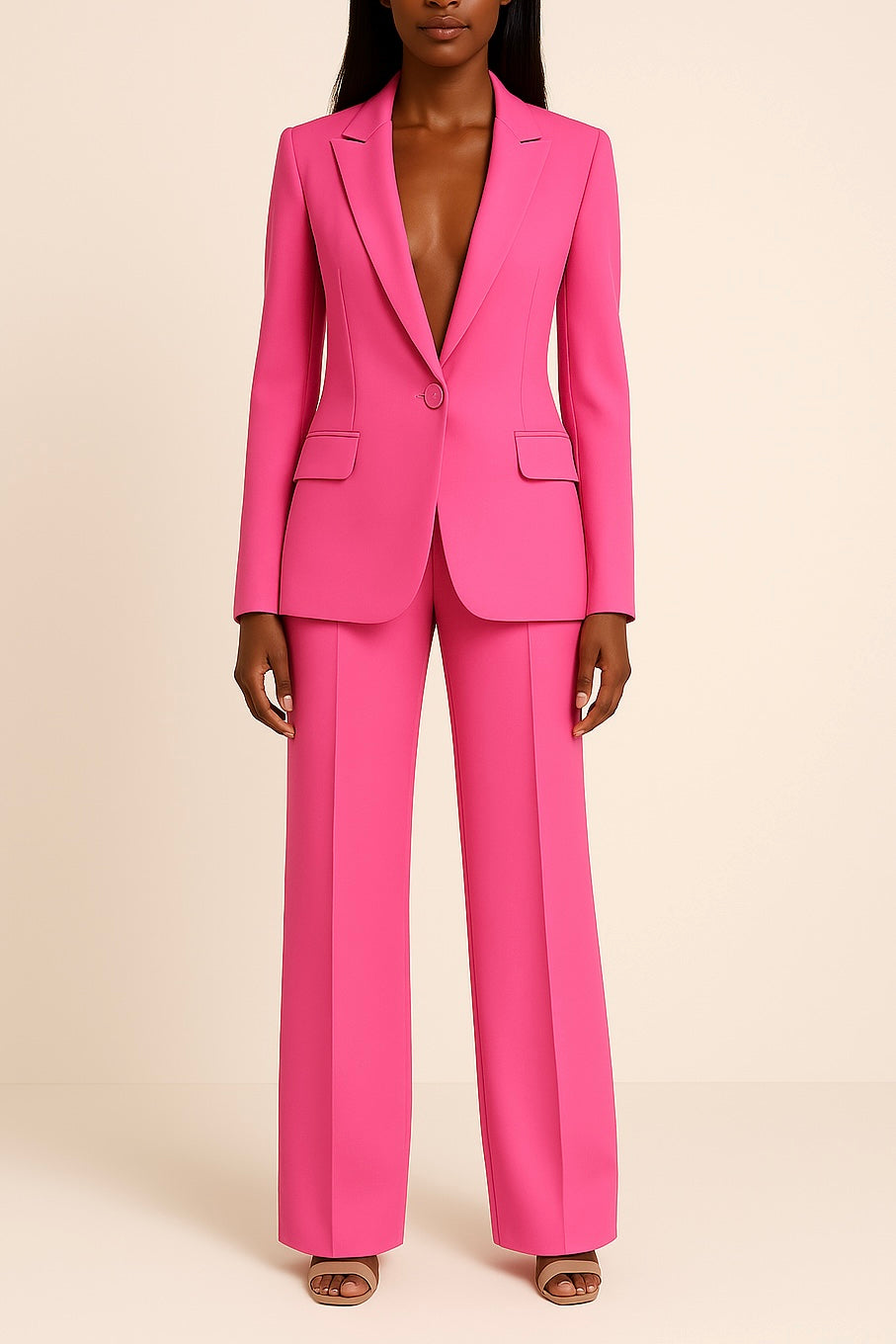 Women Elegant Two Piece Blazer Pant Suit Set - Image 5