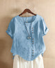 Women Cotton Short Sleeve Button Detail Top