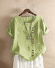 Women Cotton Short Sleeve Button Detail Top - Image 2