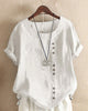 Women Cotton Short Sleeve Button Detail Top - Image 3