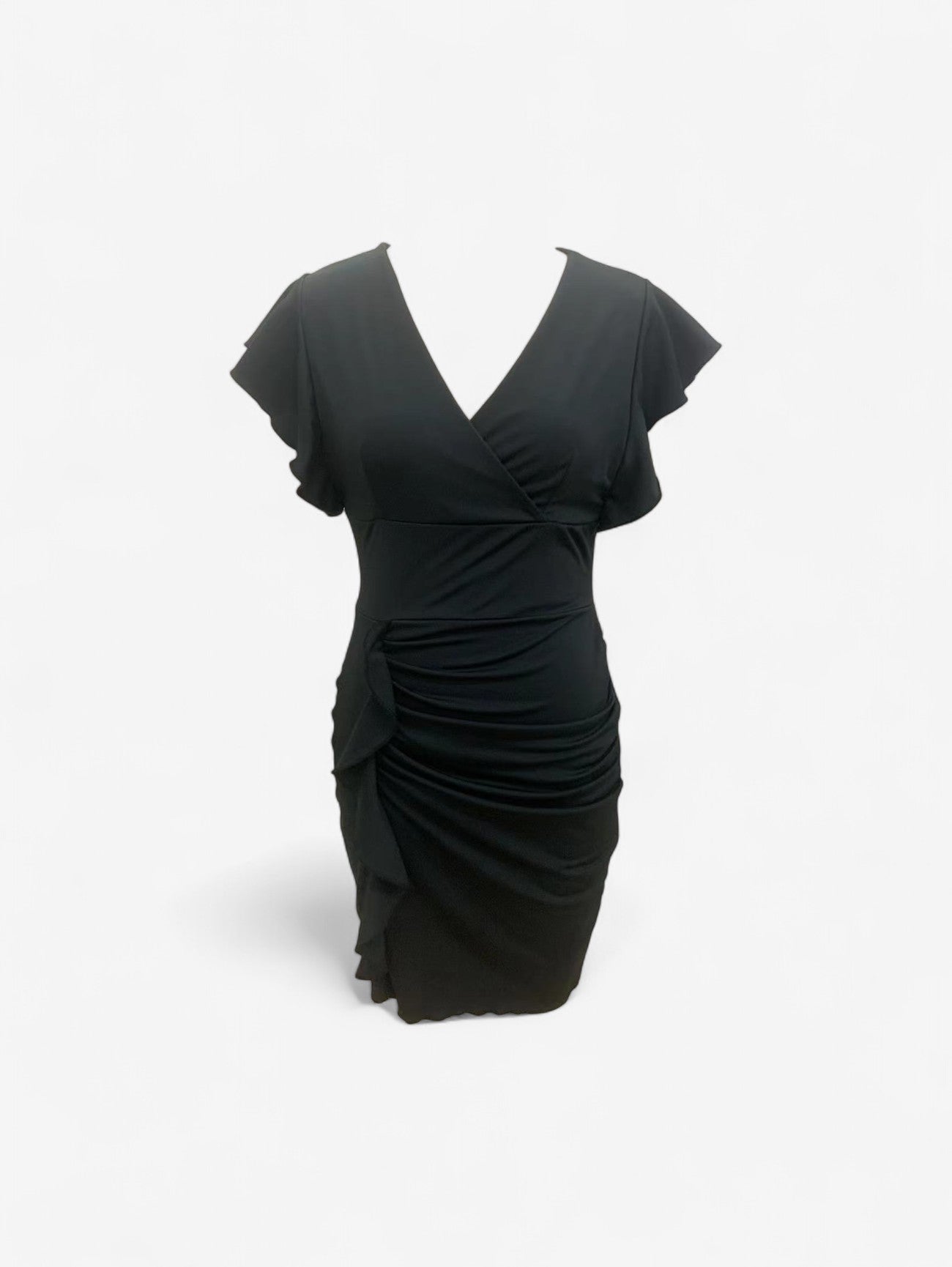 Damska Elegancka Sukienka Midi Bodycon I Falbankowymi Rękawkami - Image 2