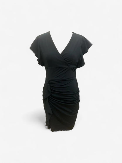 Damska Elegancka Sukienka Midi Bodycon I Falbankowymi Rękawkami - Image 2