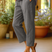 Women Linen Tapered Cropped Pants Cuffed - Image 2