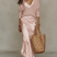 Delmiora - Satin Midi Dress And Sweater Set
