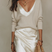 Delmiora - Satin Midi Dress And Sweater Set