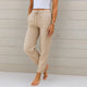 Women Linen Drawstring Wide Leg Pants Relaxed Fit