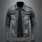 Veste en jean délavée avec épaulettes et grain texturé – Coupe homme