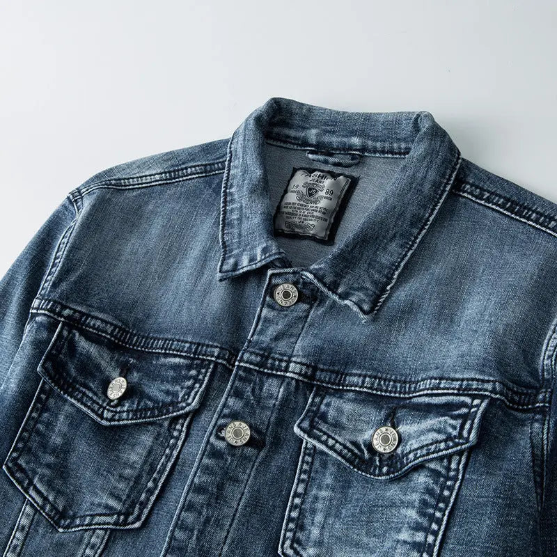 Faded Wash Textured Jacket for Men Azzoria
