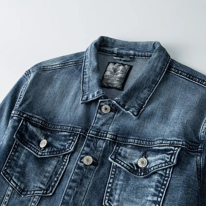 Faded Wash Textured Jacket for Men Azzoria
